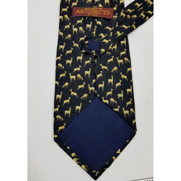 Museum Artifacts Mens Necktie Silk Deer Tie Black Background - Picture 3 of 6